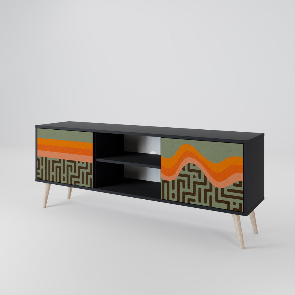 SOLUCIONES SIMPLES Mueble de TV de 2 puertas en acabado negro