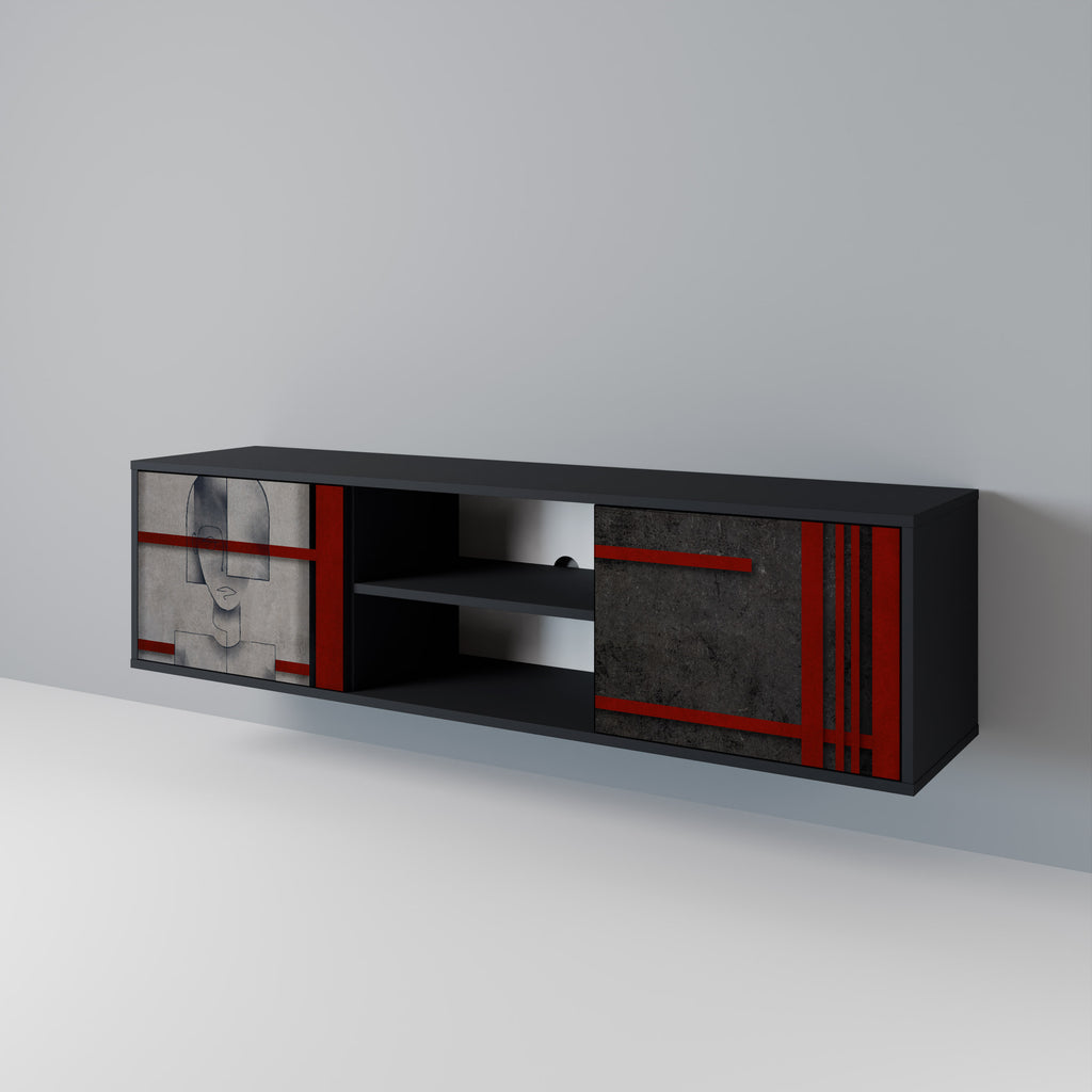 Mueble de TV de 2 puertas GRAY FIGURES en acabado negro