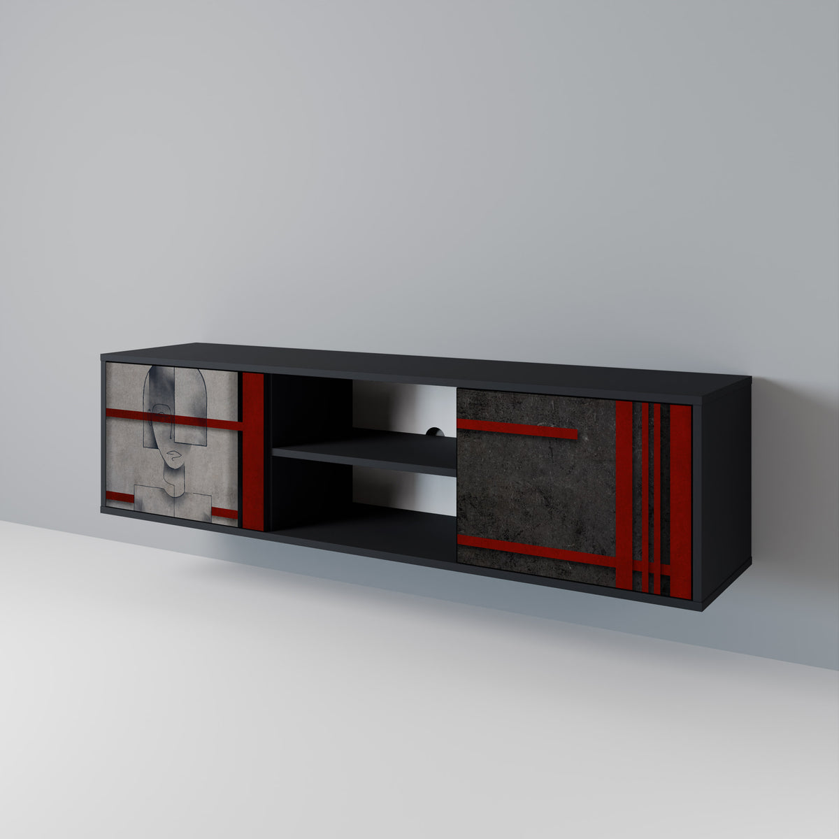 GRAY FIGURES Mueble de TV de 2 Puertas