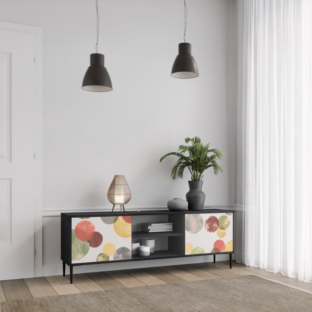 Mueble de TV FLEETING HAPPINESS de 2 puertas con acabado negro