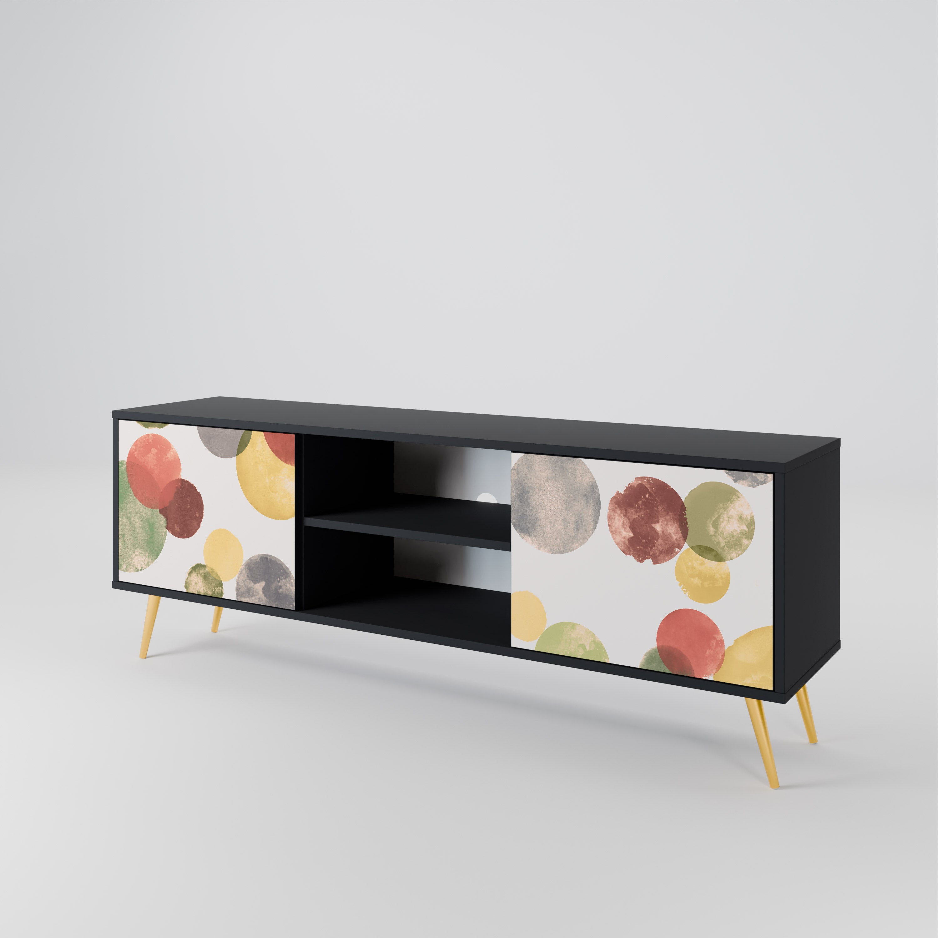 Mueble de TV FLEETING HAPPINESS de 2 puertas con acabado negro