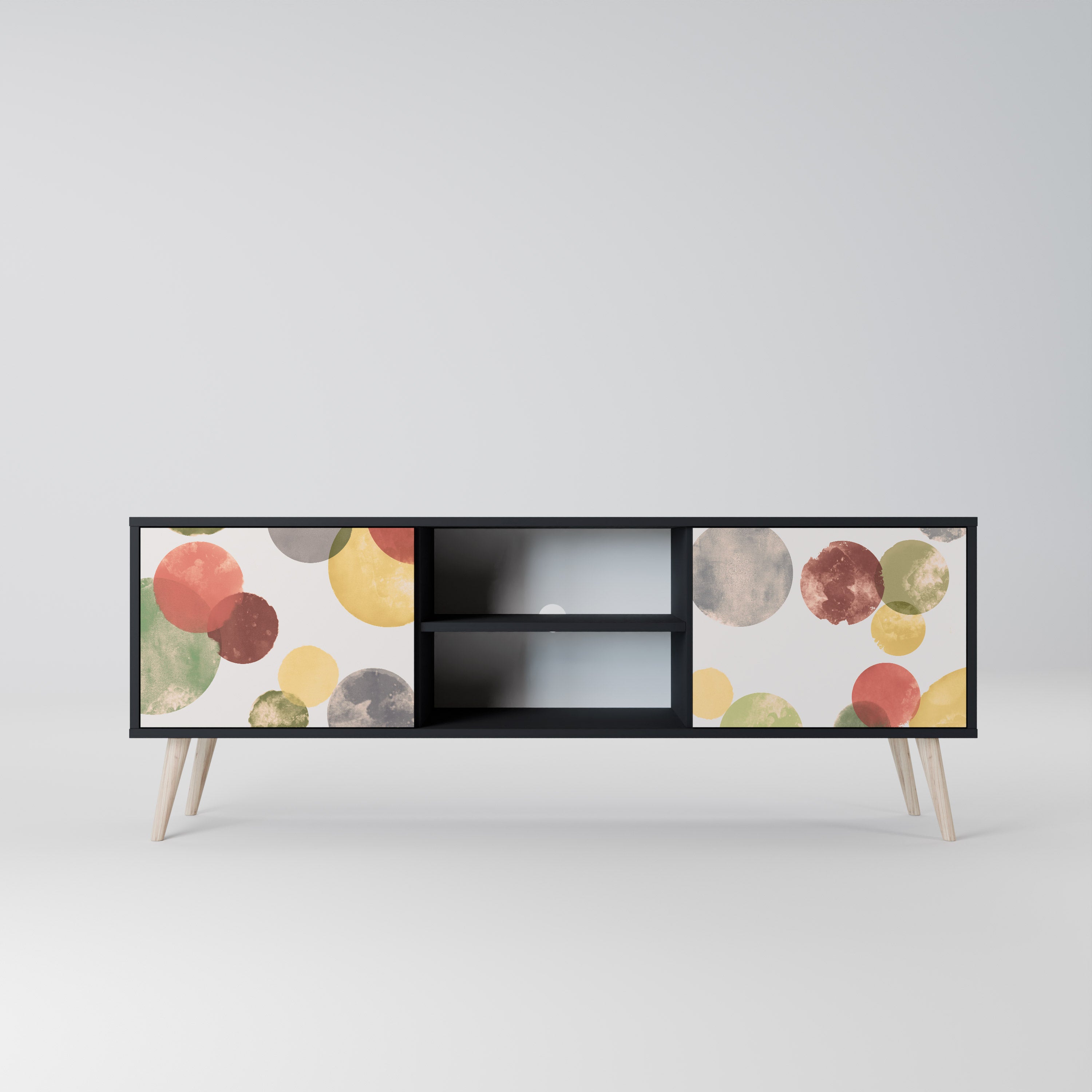 Mueble de TV FLEETING HAPPINESS de 2 puertas con acabado negro