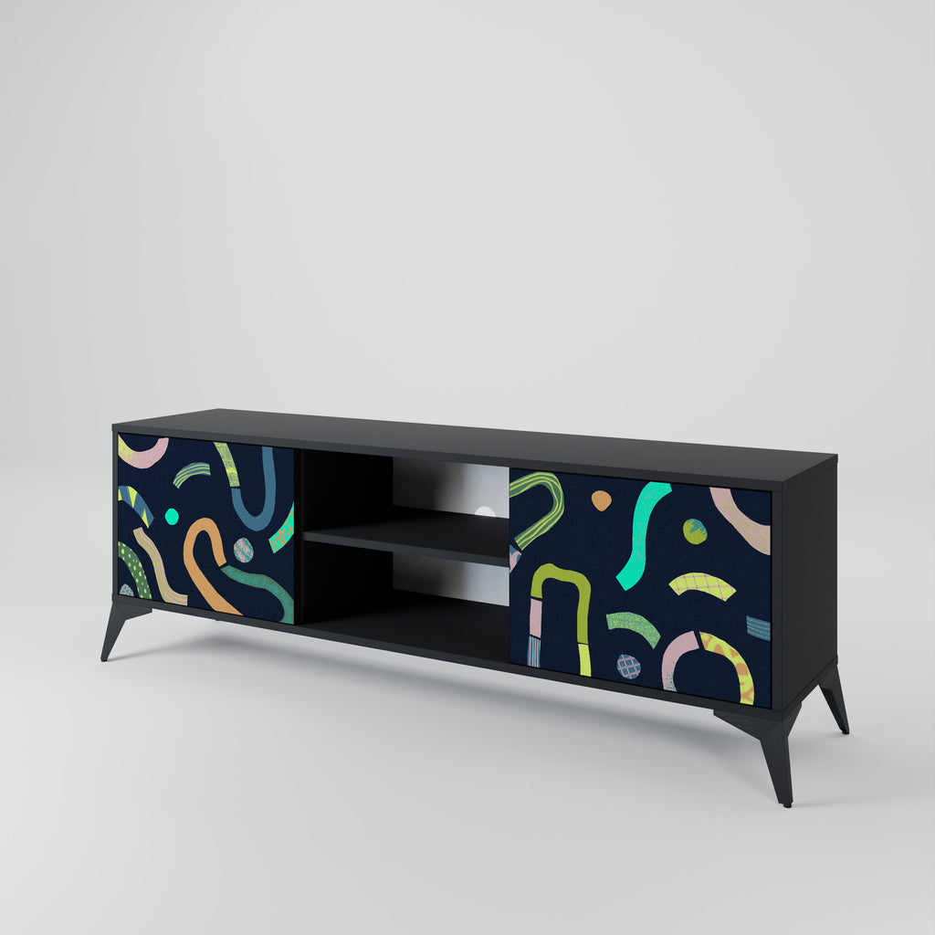 Mueble de TV de 2 puertas CONTRAST DANCE con acabado negro