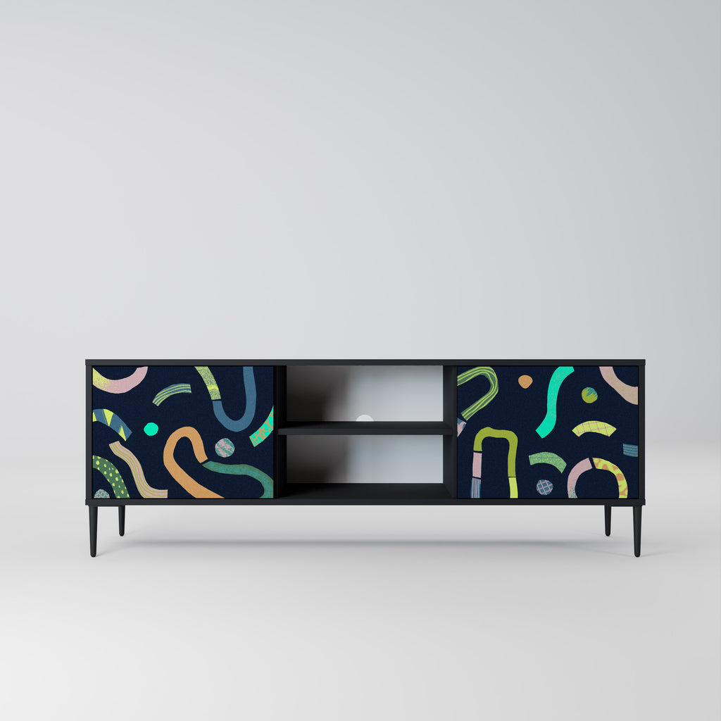 Mueble de TV de 2 puertas CONTRAST DANCE con acabado negro