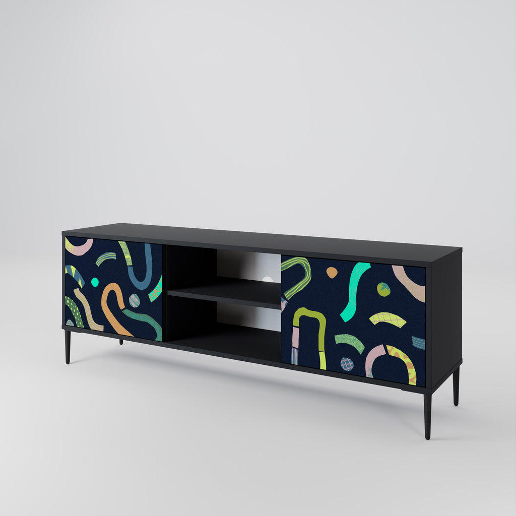 Mueble de TV de 2 puertas CONTRAST DANCE con acabado negro