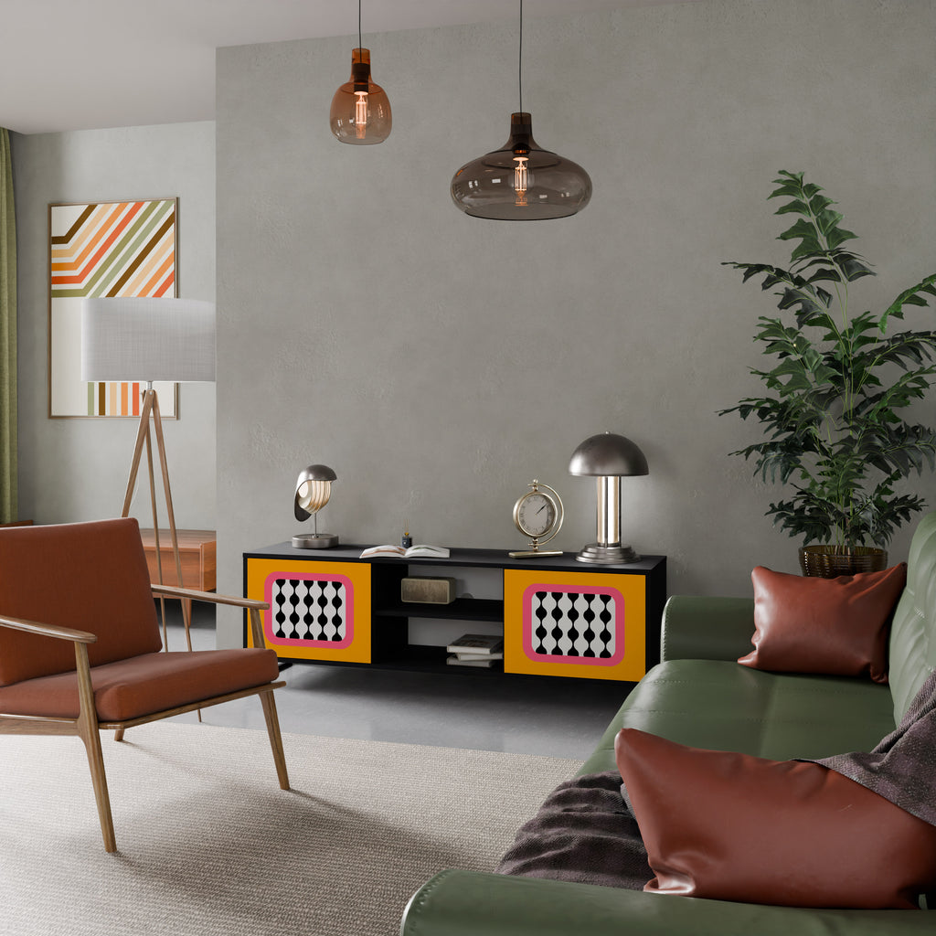 Mueble de TV de 2 puertas TEARS IN HEAVEN con acabado negro