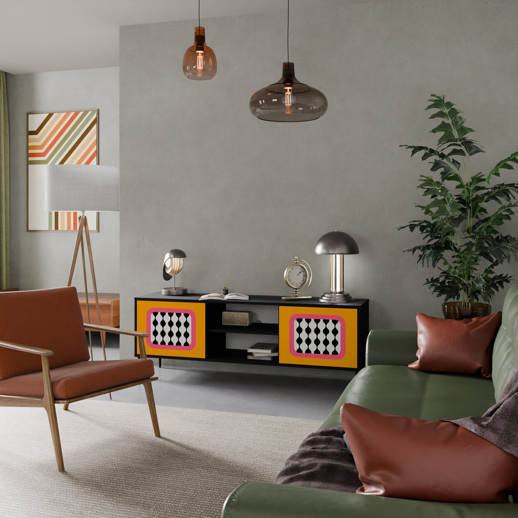 Mueble de TV de 2 puertas TEARS IN HEAVEN con acabado negro