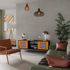 TEARS IN HEAVEN Mueble de TV de 2 Puertas en Acabado Negro