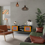 TEARS IN HEAVEN Mueble de TV de 2 Puertas en Acabado Negro