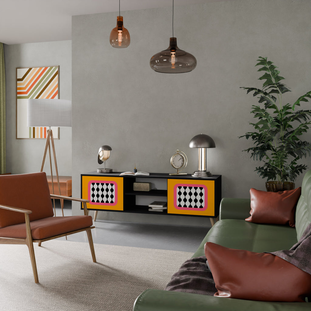 Mueble de TV de 2 puertas TEARS IN HEAVEN con acabado negro