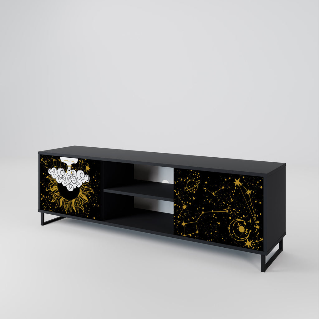 Mueble de TV STELLAR CONSTELLATIONS de 2 puertas con acabado negro
