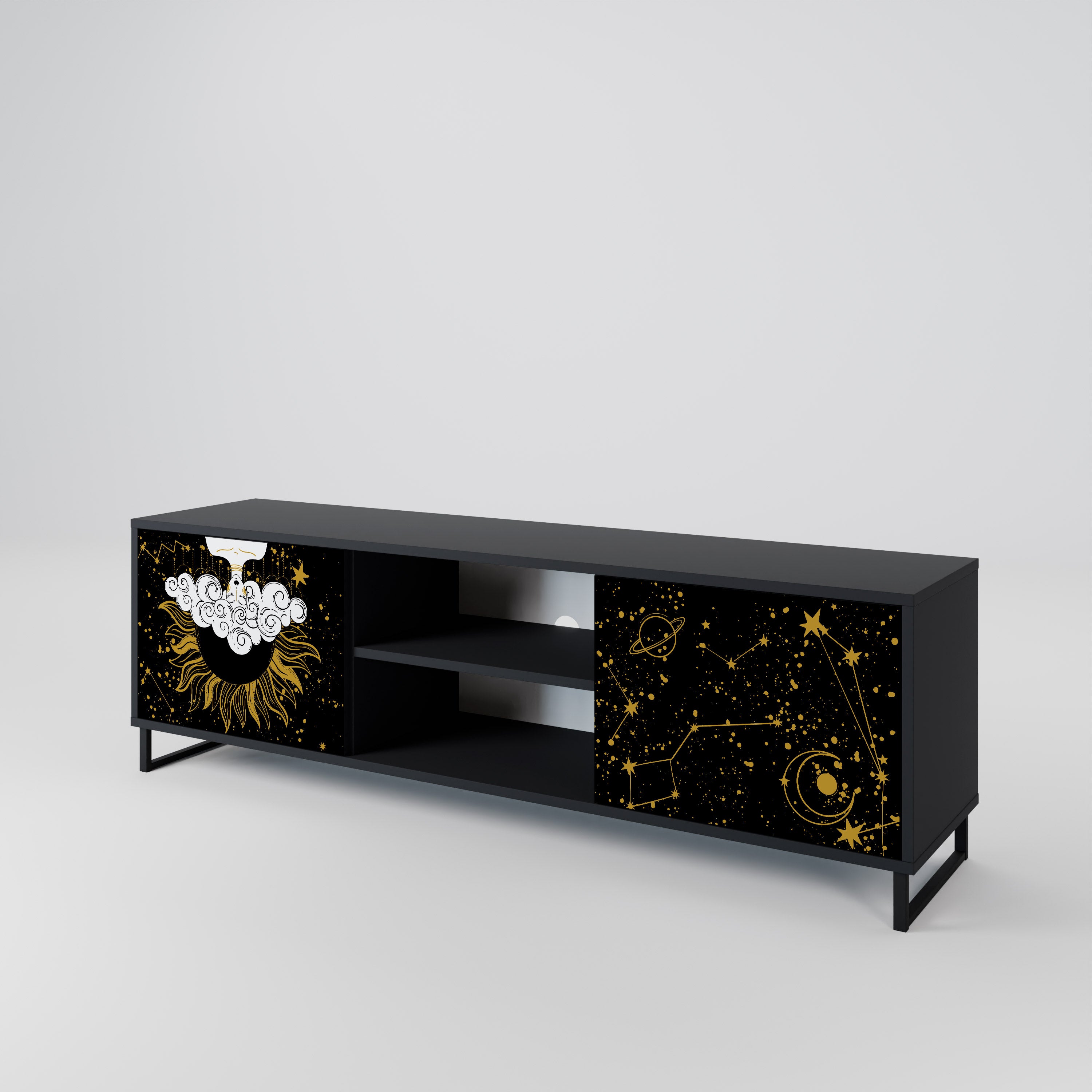 Mueble de TV STELLAR CONSTELLATIONS de 2 puertas con acabado negro