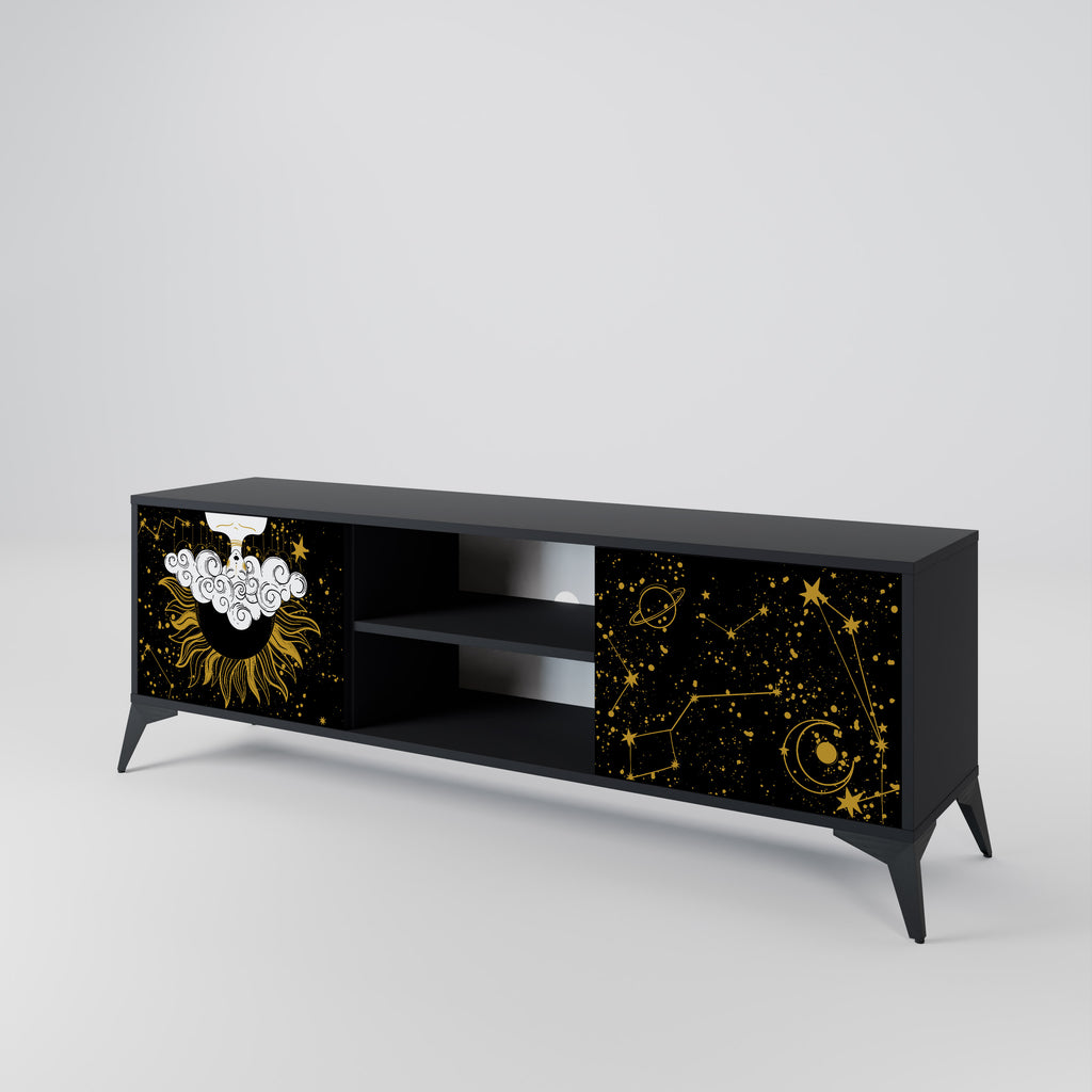Mueble de TV STELLAR CONSTELLATIONS de 2 puertas con acabado negro