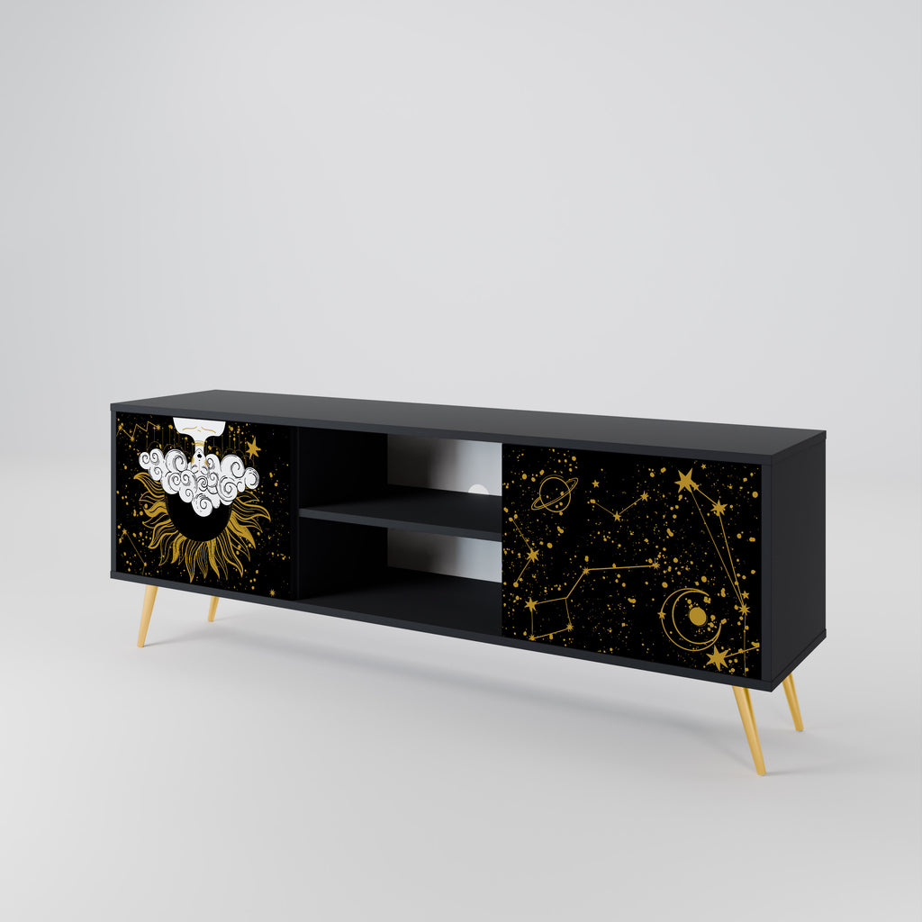 Mueble de TV STELLAR CONSTELLATIONS de 2 puertas con acabado negro
