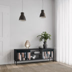 COLLAGE OF RECTANGLES Mueble de TV de 2 Puertas en Acabado Negro