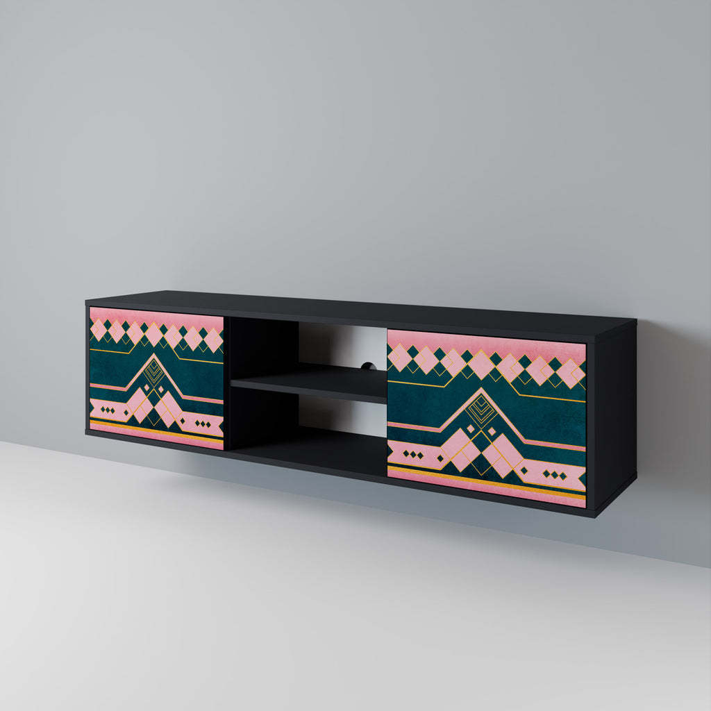 Mueble de TV de 2 puertas ROYAL COMPOSITION en acabado negro