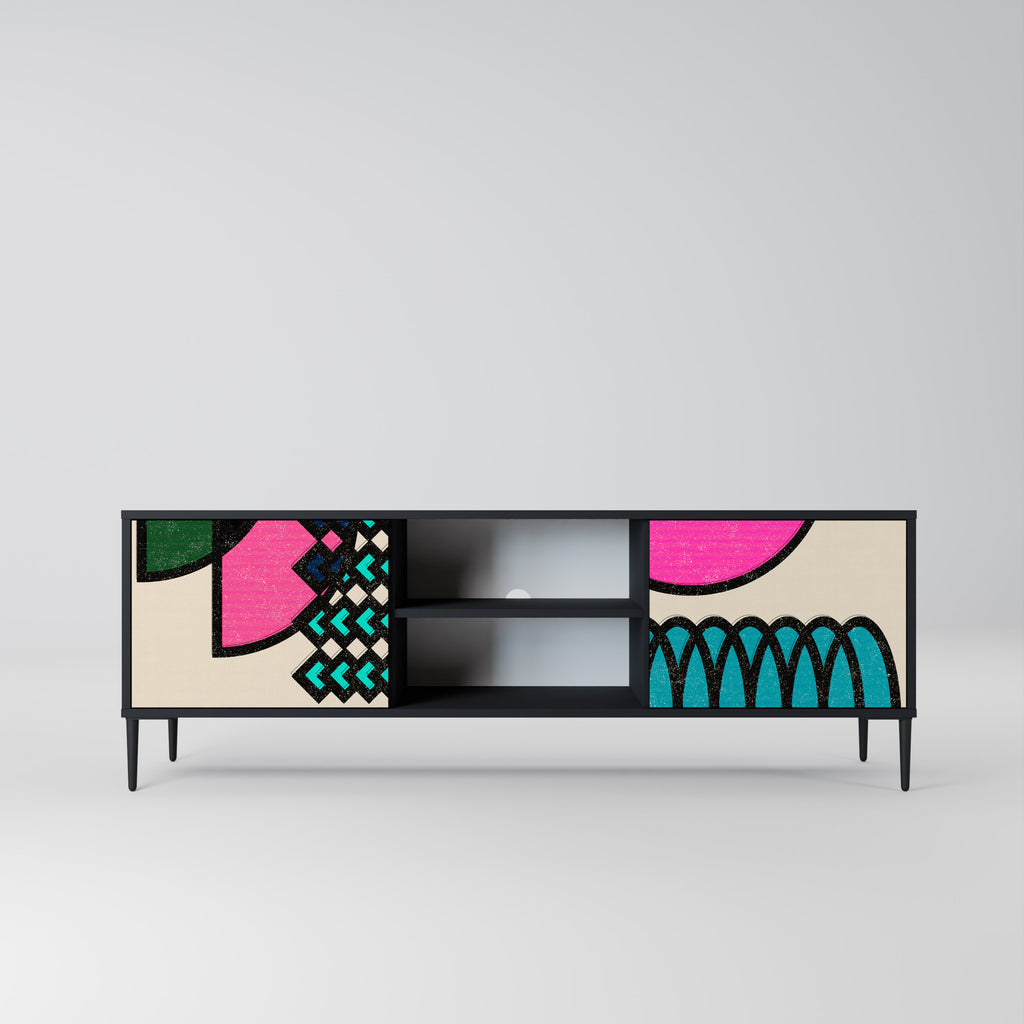 Mueble de TV GEOMETRIC RHAPSODY de 2 puertas con acabado negro