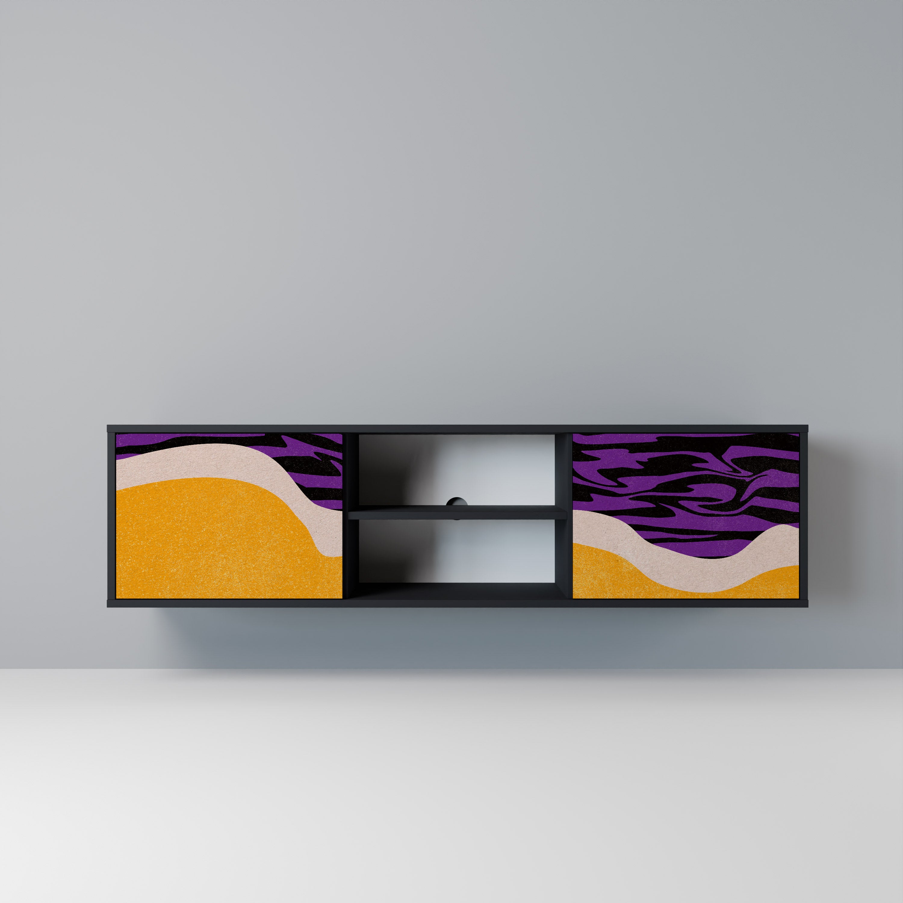 Mueble de TV INDEPENDENT BORDER de 2 puertas con acabado negro