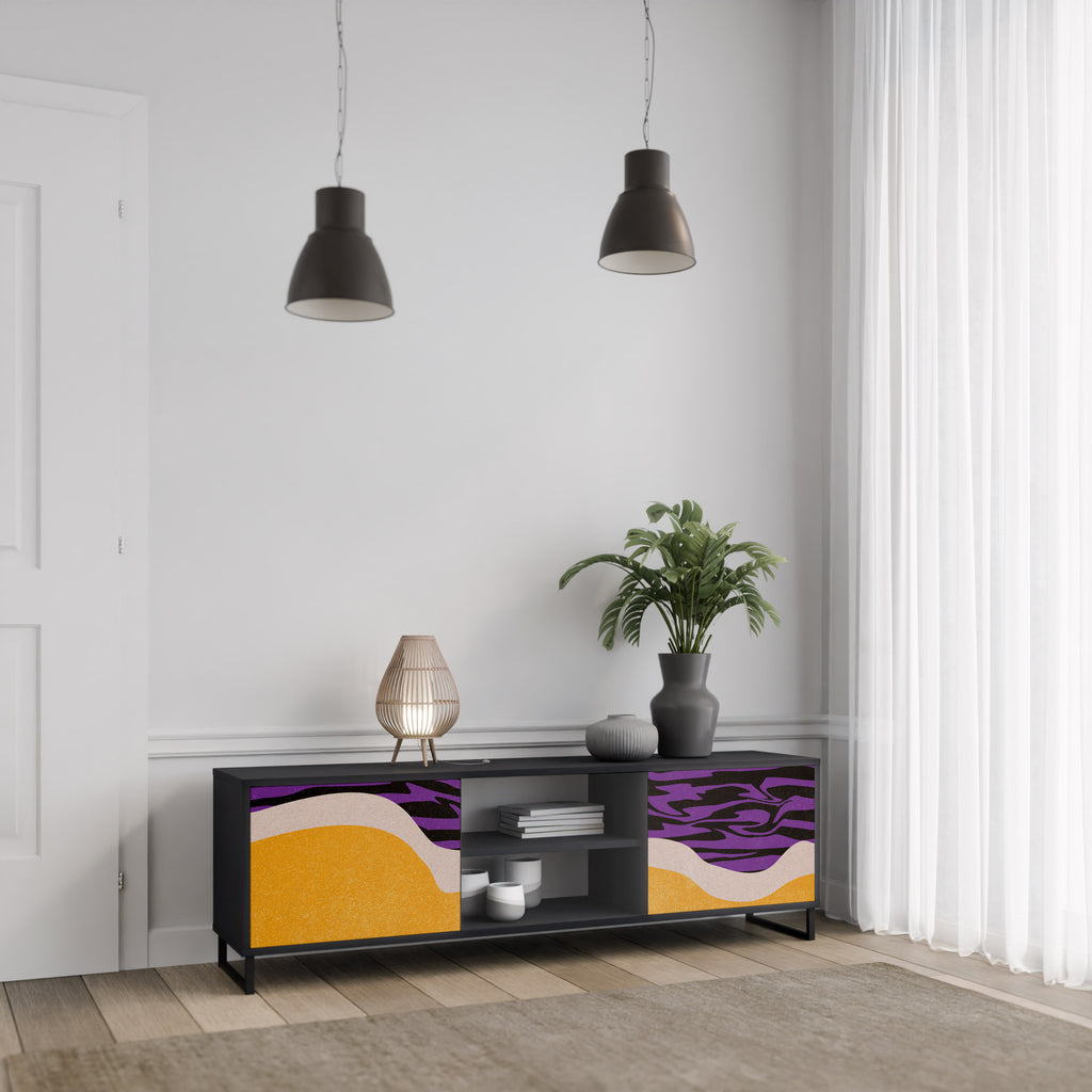 Mueble de TV INDEPENDENT BORDER de 2 puertas con acabado negro