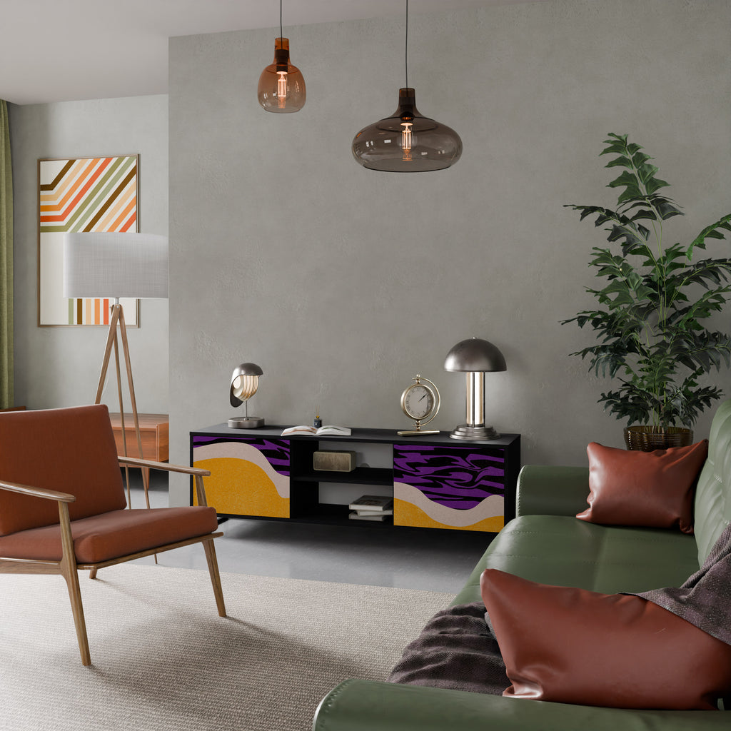 Mueble de TV INDEPENDENT BORDER de 2 puertas con acabado negro