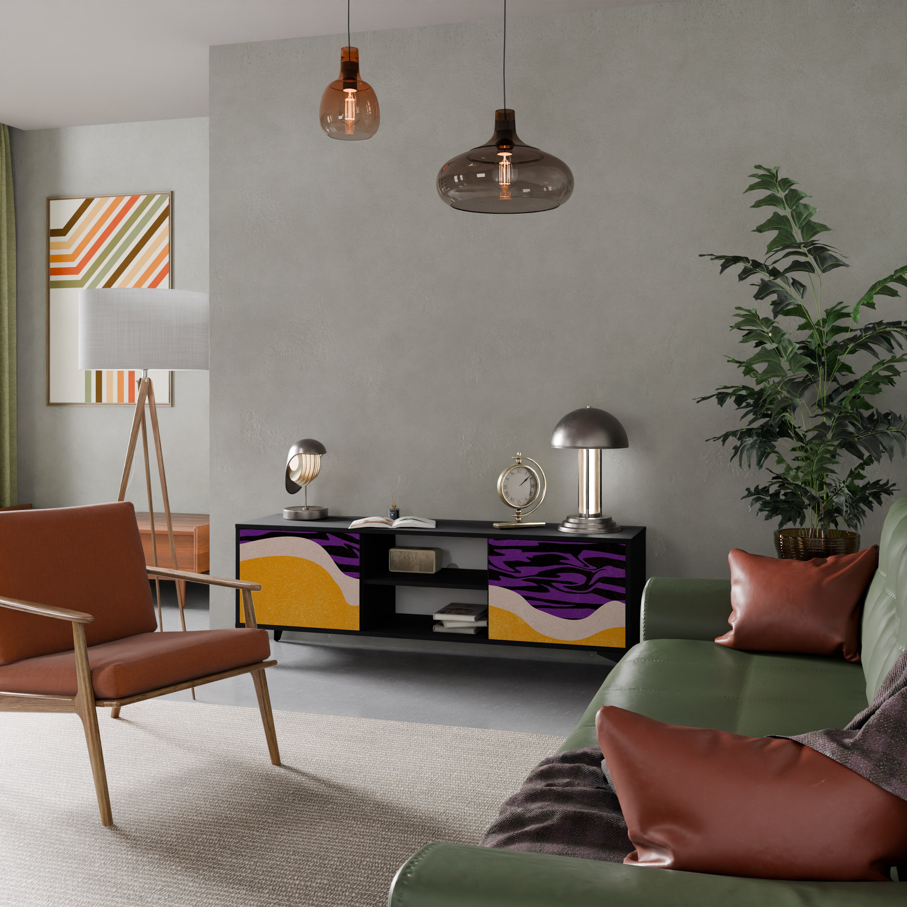 Mueble de TV INDEPENDENT BORDER de 2 puertas con acabado negro