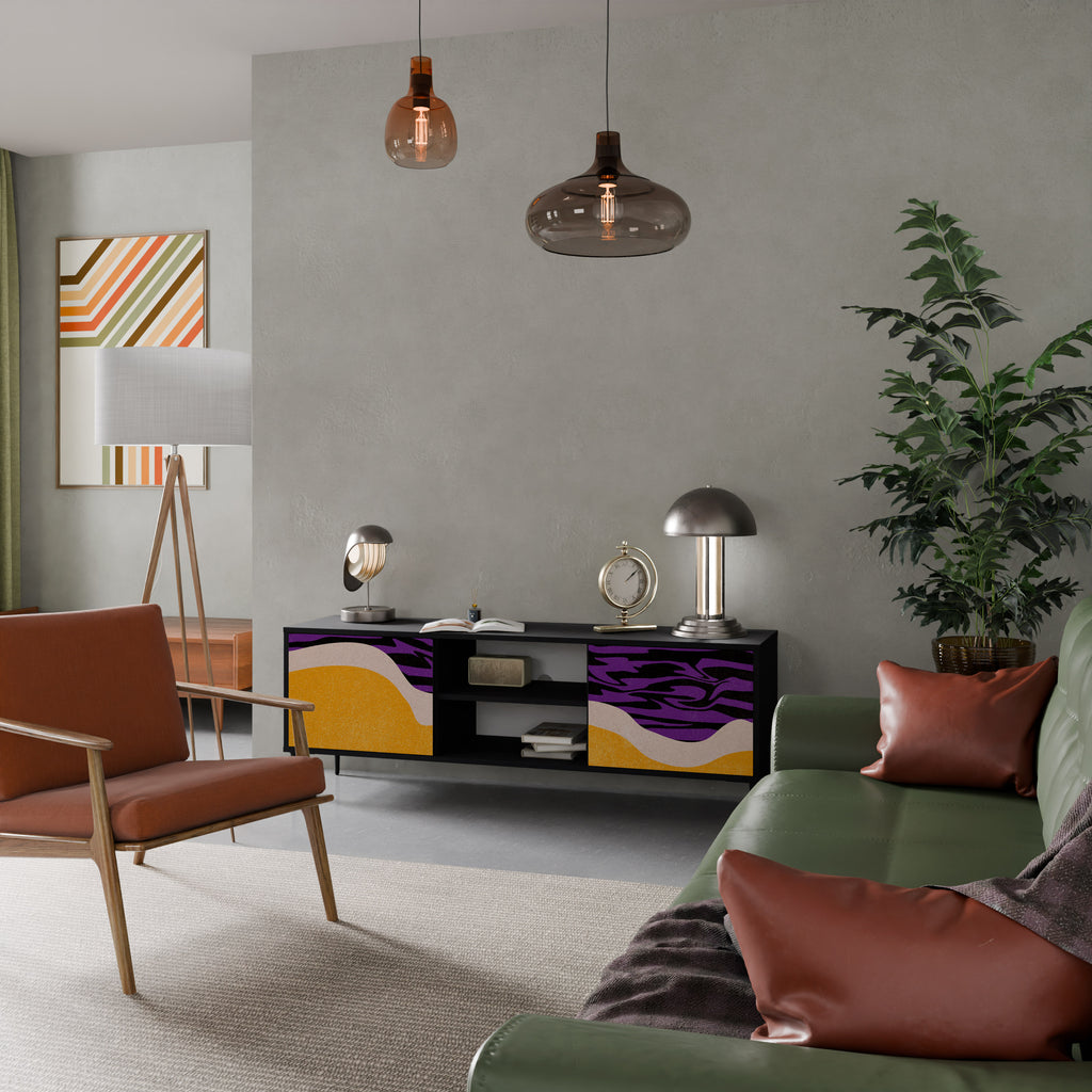 Mueble de TV INDEPENDENT BORDER de 2 puertas con acabado negro