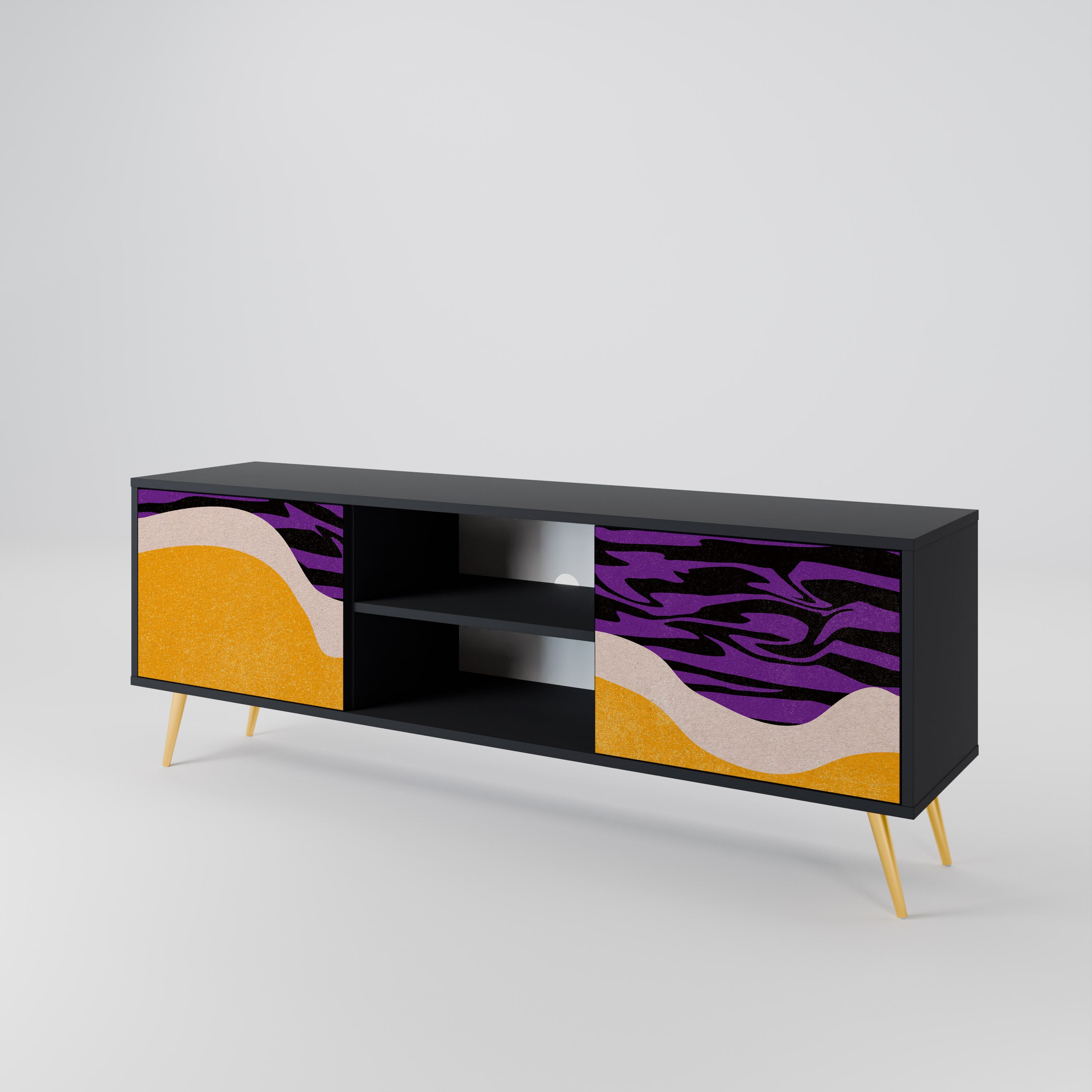 Mueble de TV INDEPENDENT BORDER de 2 puertas con acabado negro