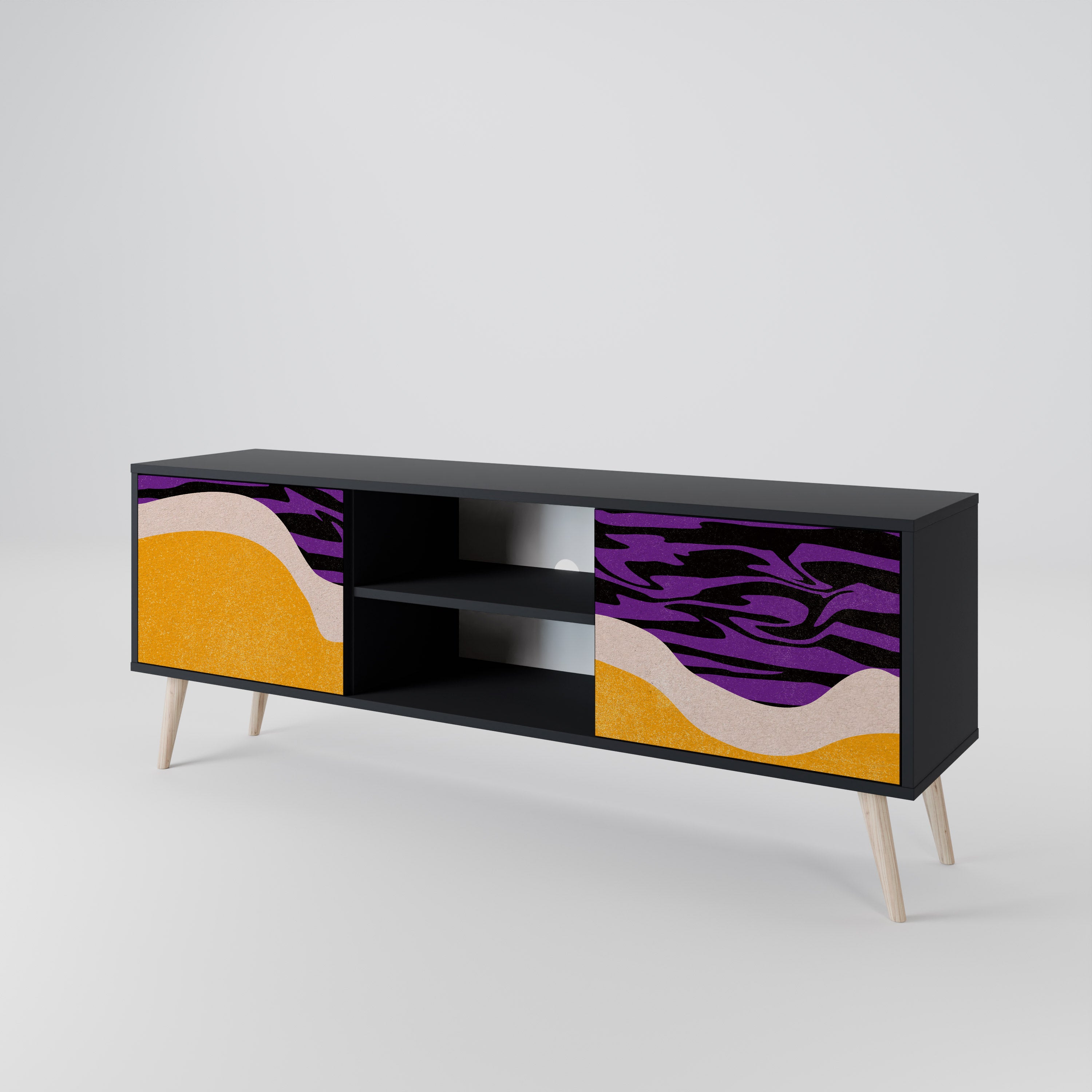 Mueble de TV INDEPENDENT BORDER de 2 puertas con acabado negro