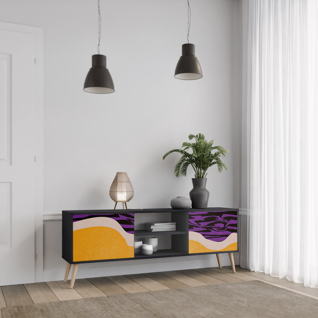 Mueble de TV INDEPENDENT BORDER de 2 puertas con acabado negro