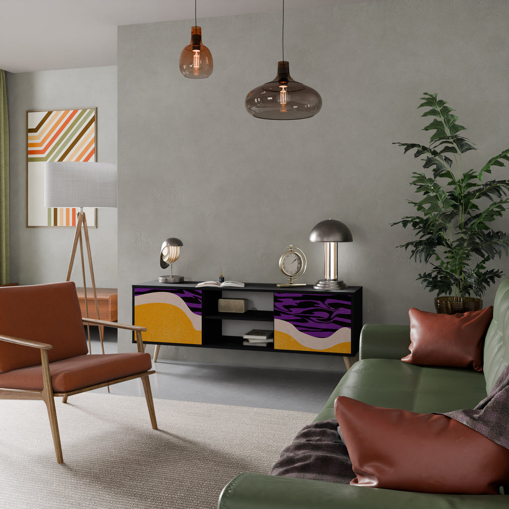 Mueble de TV INDEPENDENT BORDER de 2 puertas con acabado negro