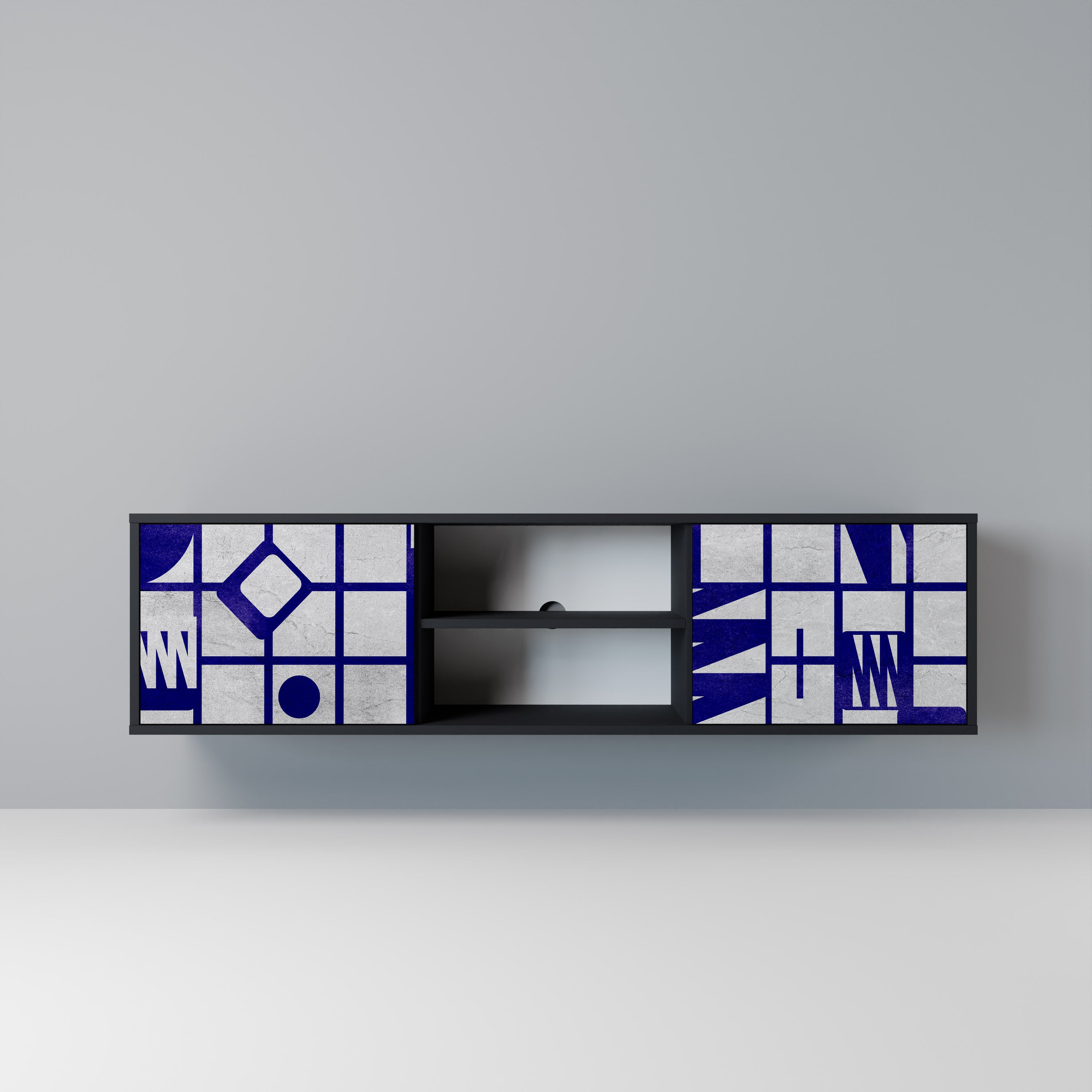 Mueble de TV de 2 puertas THE RIGHT PLACES con acabado negro