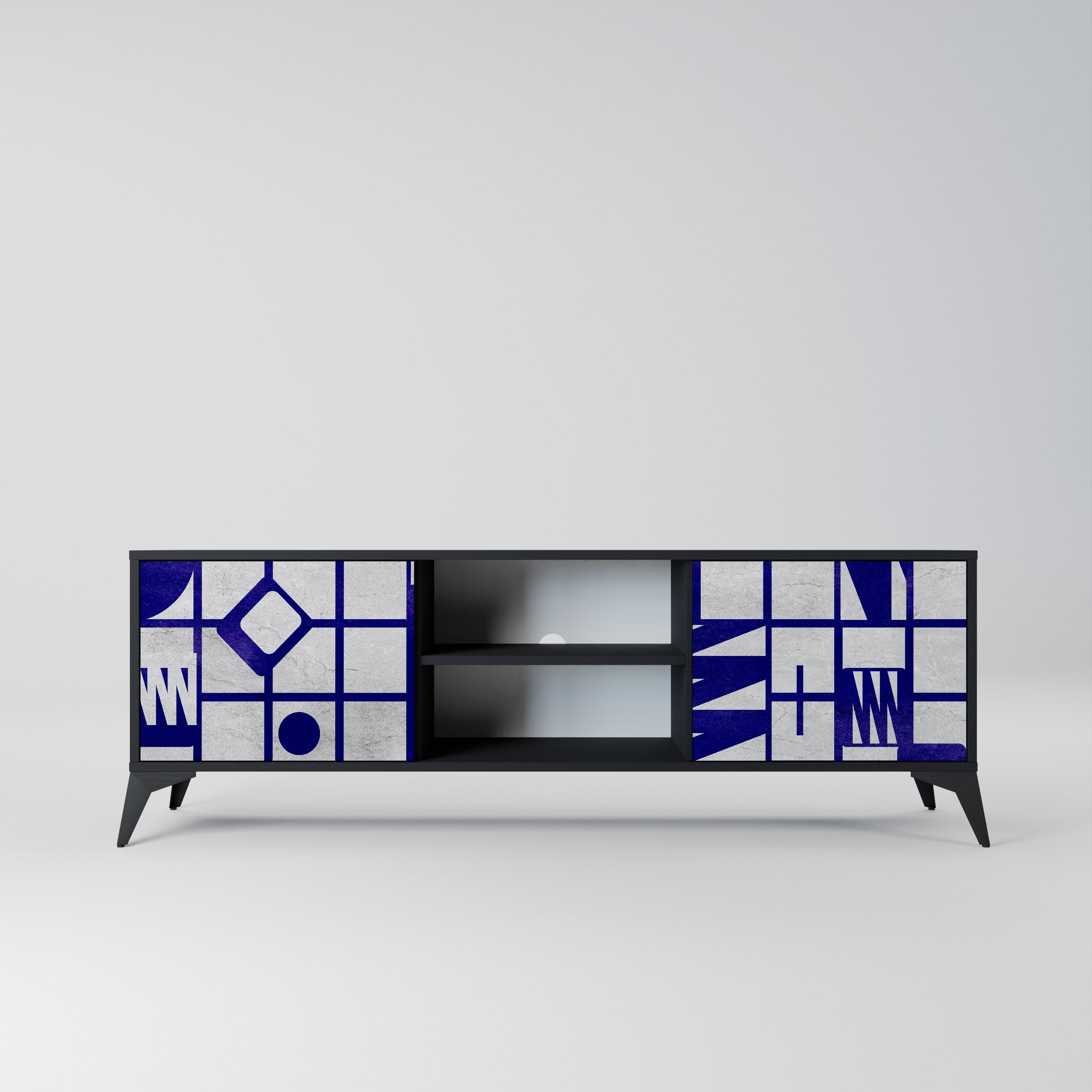 Mueble de TV de 2 puertas THE RIGHT PLACES con acabado negro