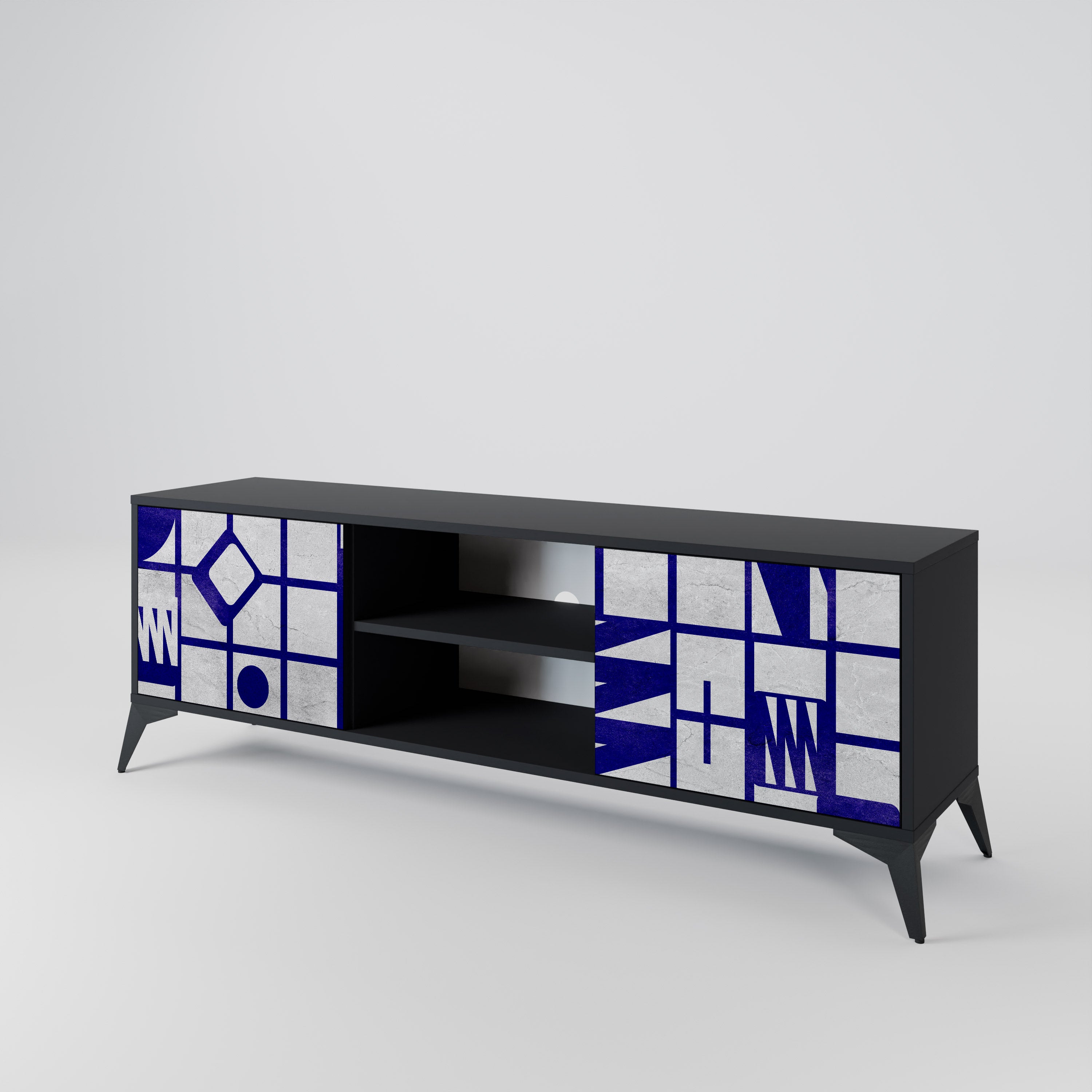 Mueble de TV de 2 puertas THE RIGHT PLACES con acabado negro