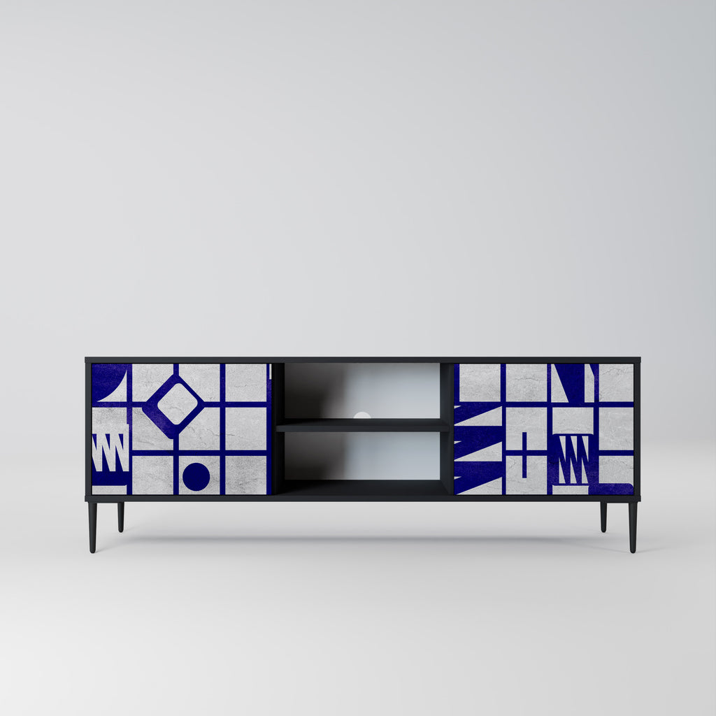Mueble de TV de 2 puertas THE RIGHT PLACES con acabado negro