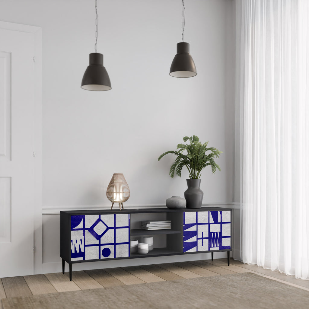 Mueble de TV de 2 puertas THE RIGHT PLACES con acabado negro