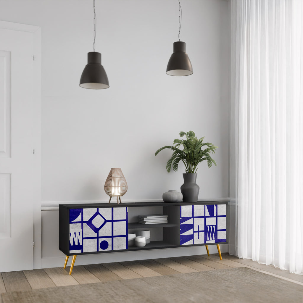 Mueble de TV de 2 puertas THE RIGHT PLACES con acabado negro