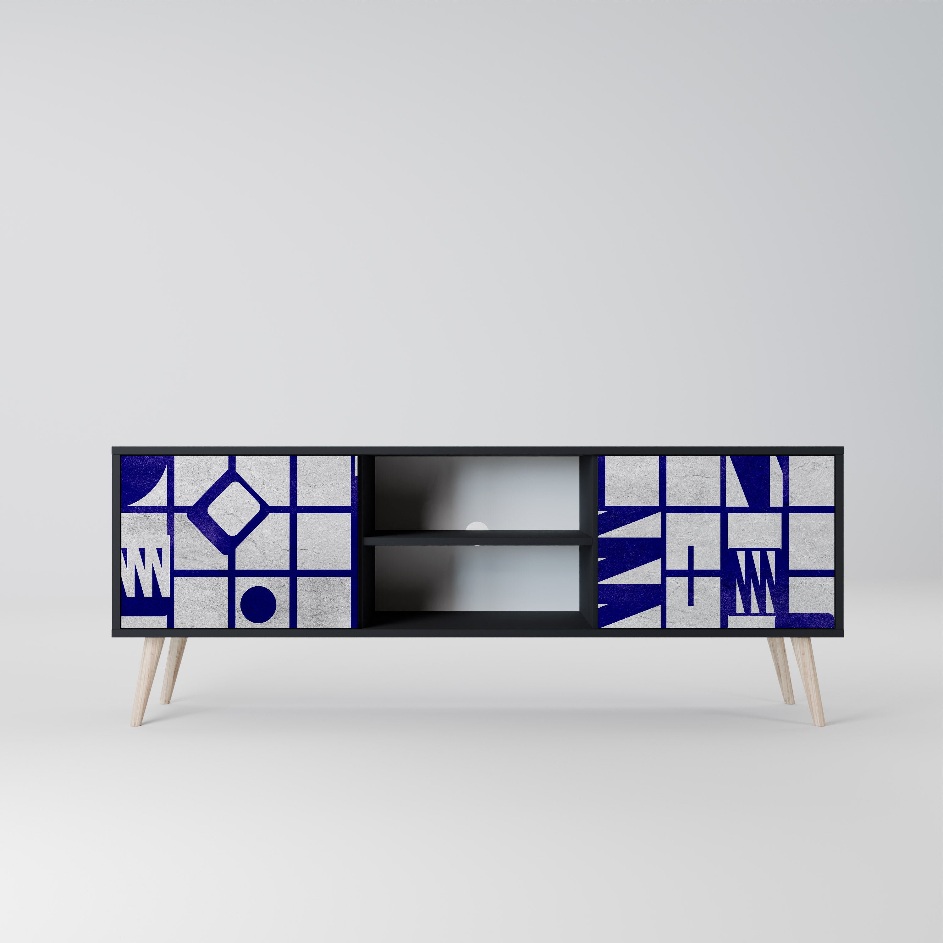 Mueble de TV de 2 puertas THE RIGHT PLACES con acabado negro