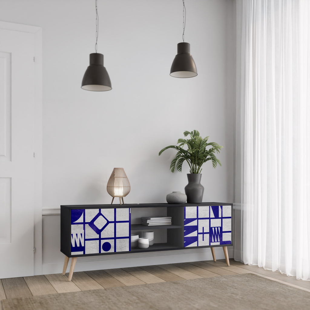 Mueble de TV de 2 puertas THE RIGHT PLACES con acabado negro