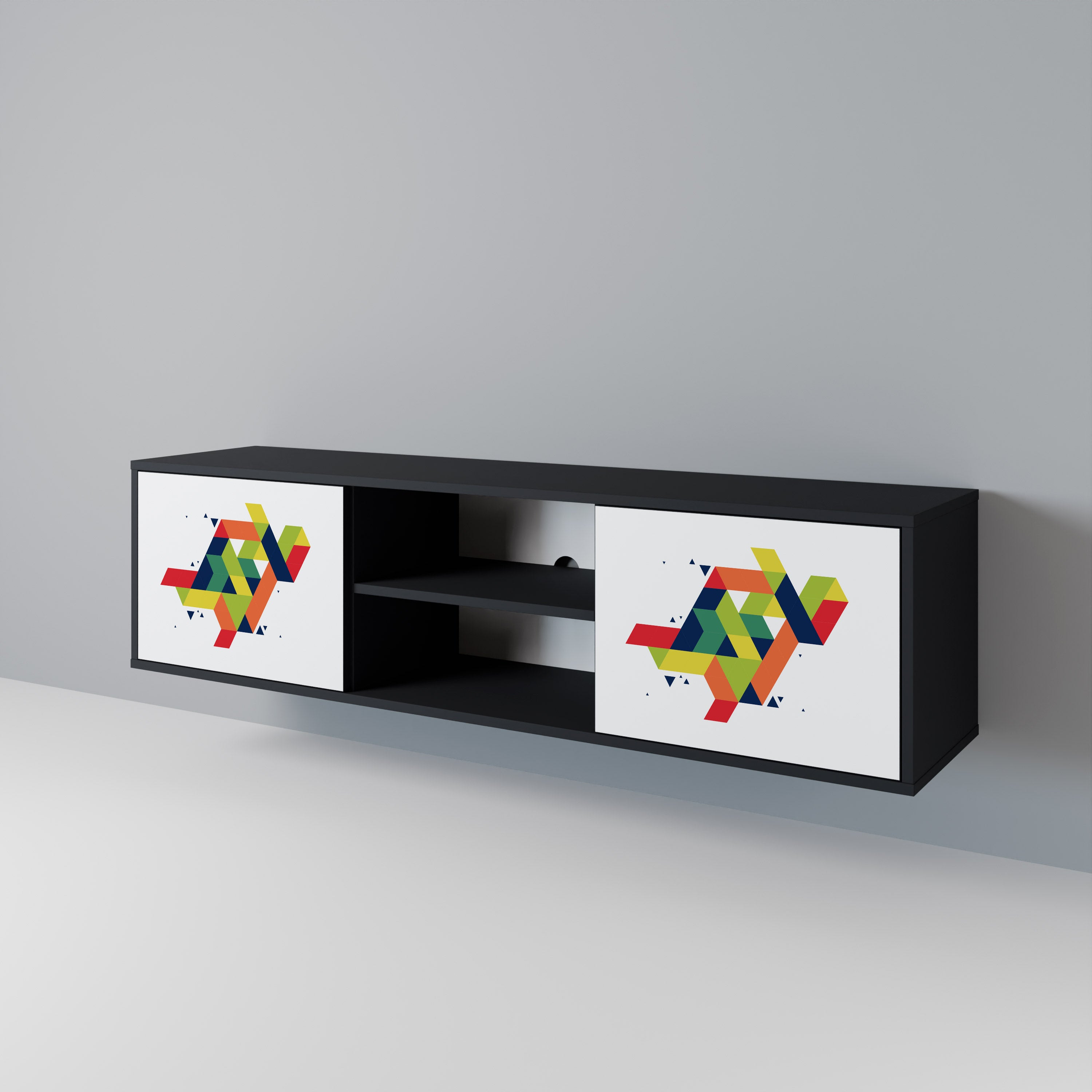Mueble de TV de dos puertas FUTURE SIGN con acabado negro