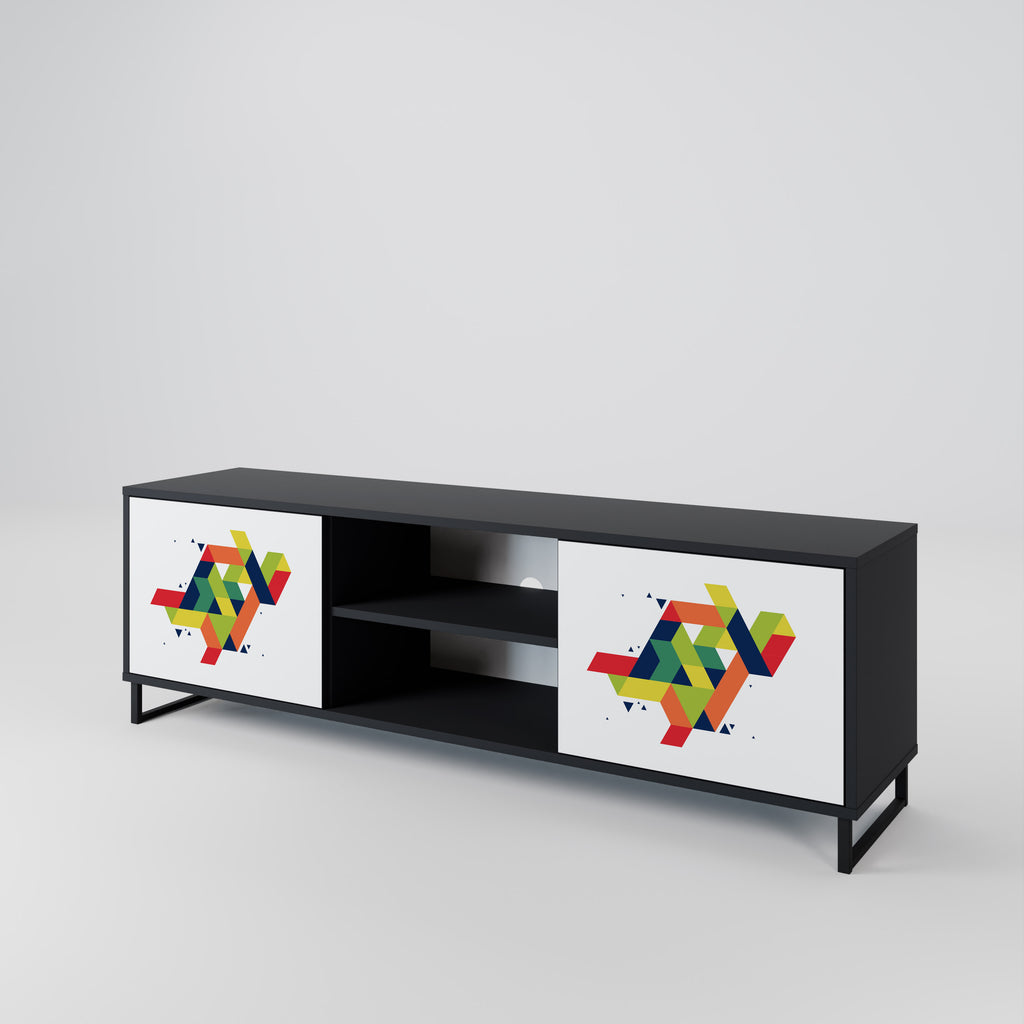 Mueble de TV de dos puertas FUTURE SIGN con acabado negro