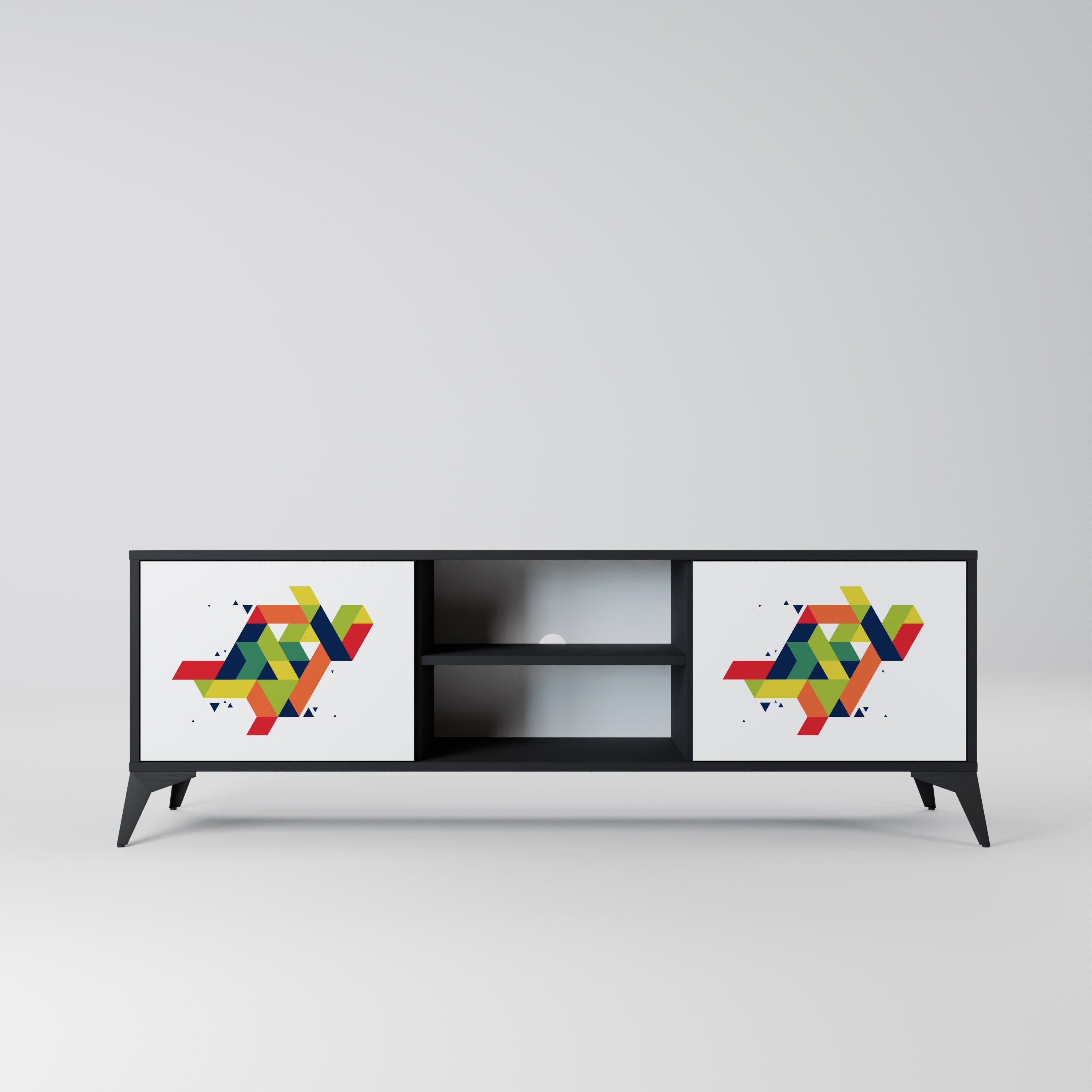Mueble de TV de dos puertas FUTURE SIGN con acabado negro
