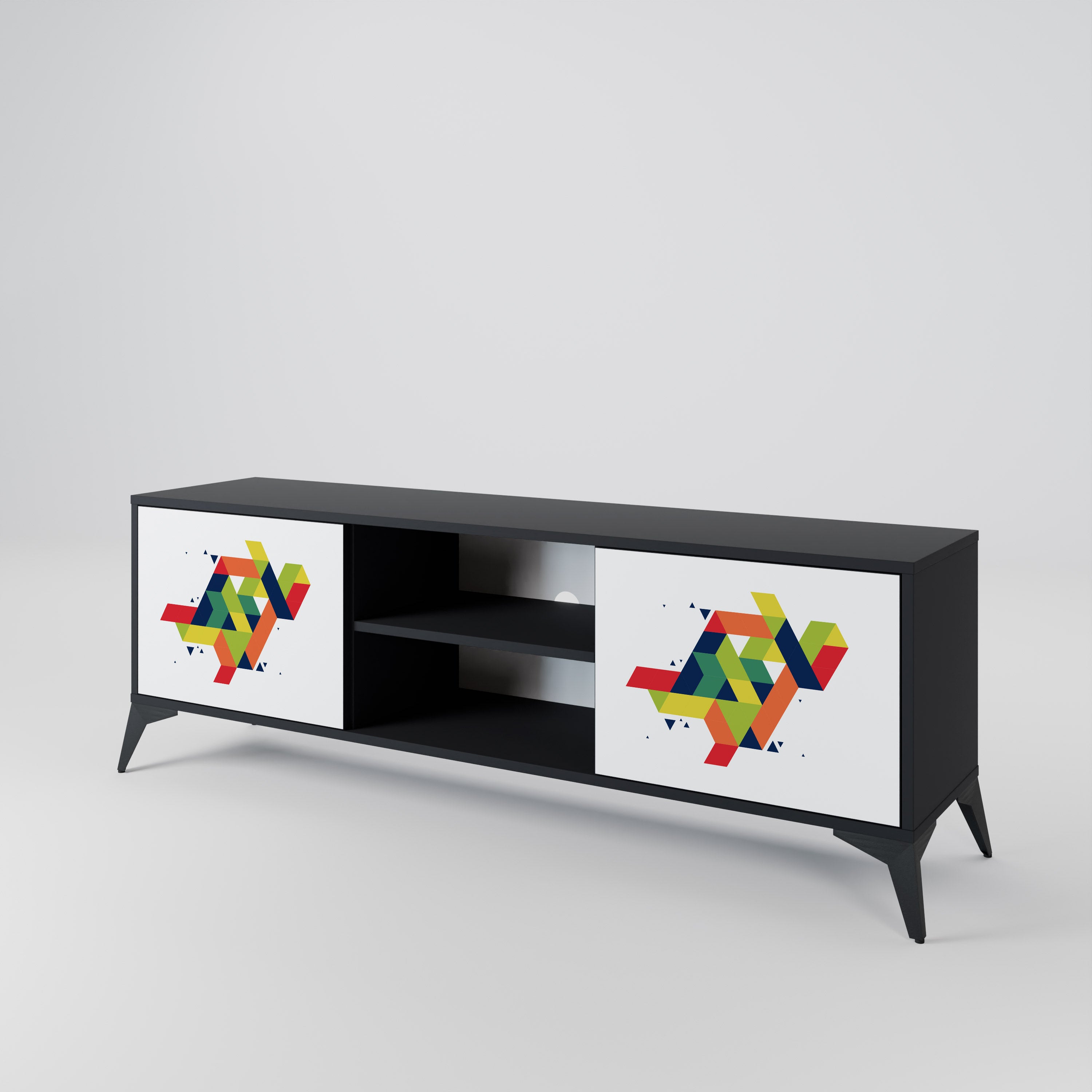 Mueble de TV de dos puertas FUTURE SIGN con acabado negro