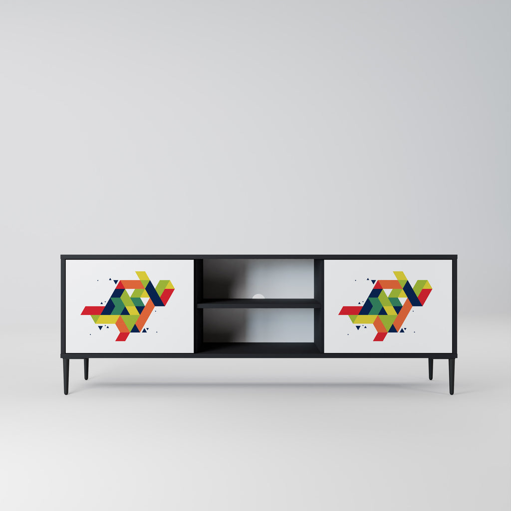 Mueble de TV de dos puertas FUTURE SIGN con acabado negro