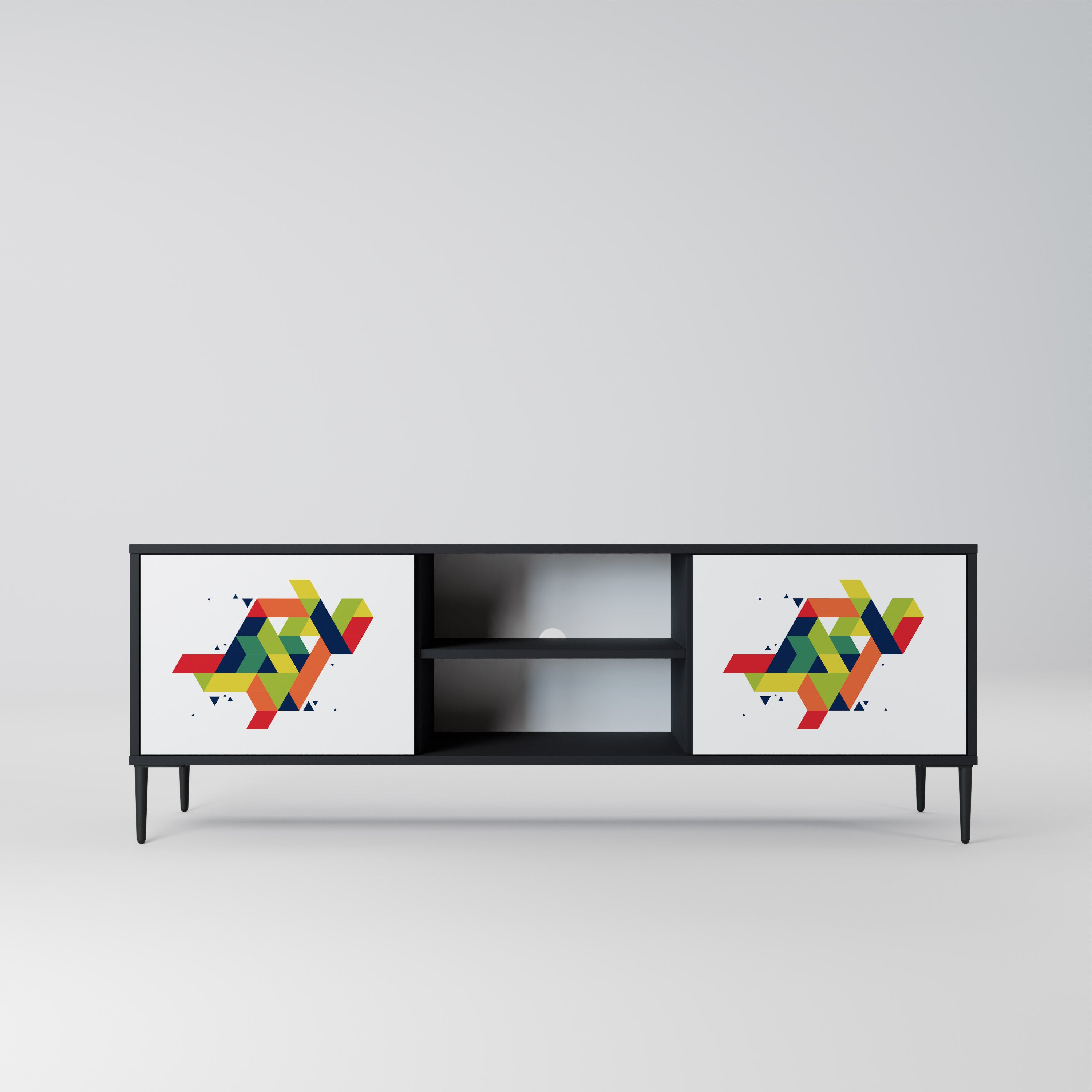 Mueble de TV de dos puertas FUTURE SIGN con acabado negro