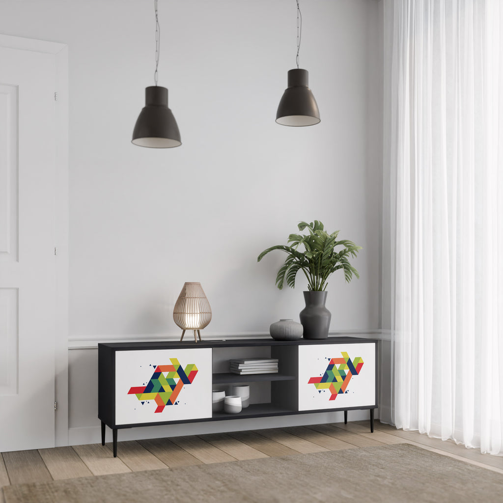 Mueble de TV de dos puertas FUTURE SIGN con acabado negro