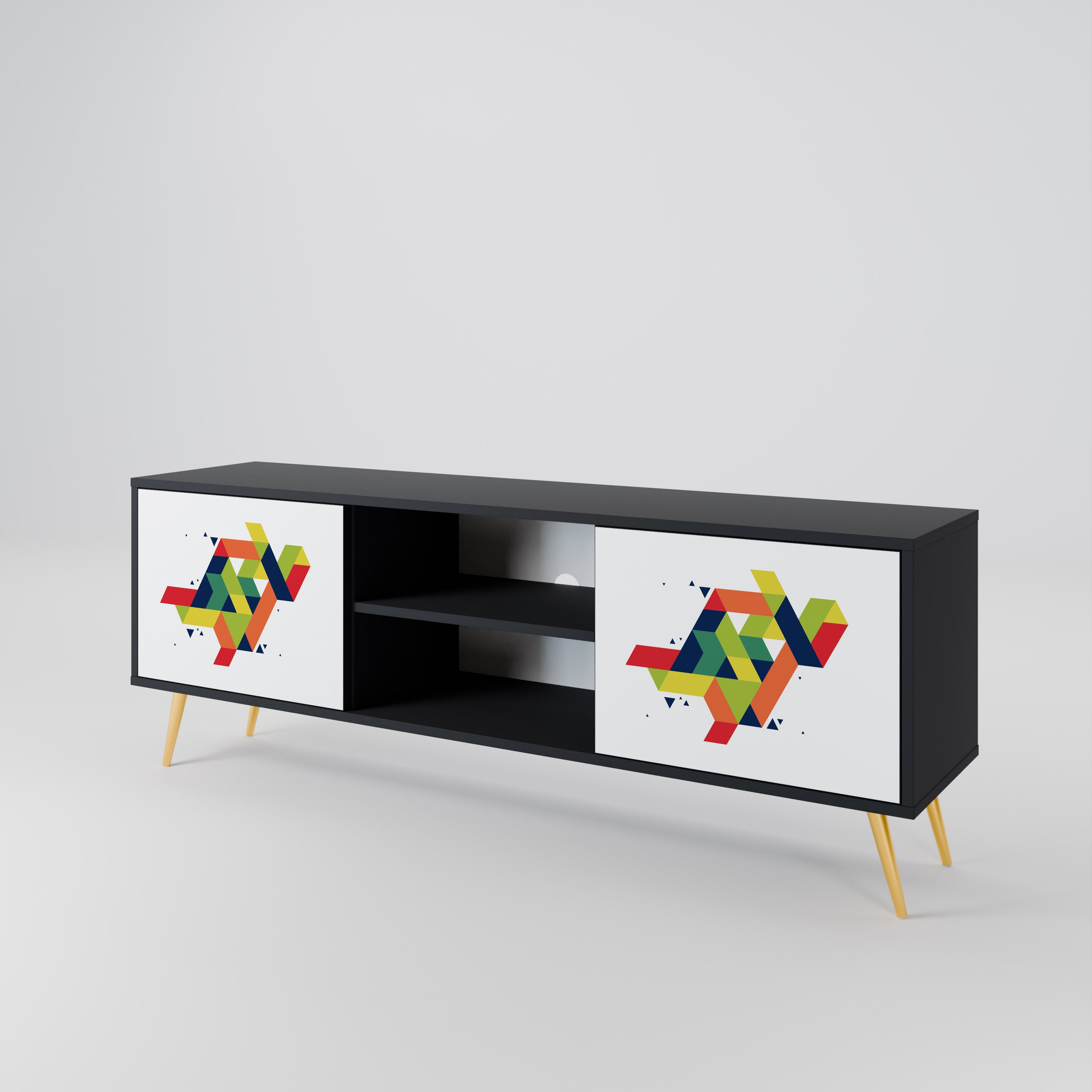 Mueble de TV de dos puertas FUTURE SIGN con acabado negro