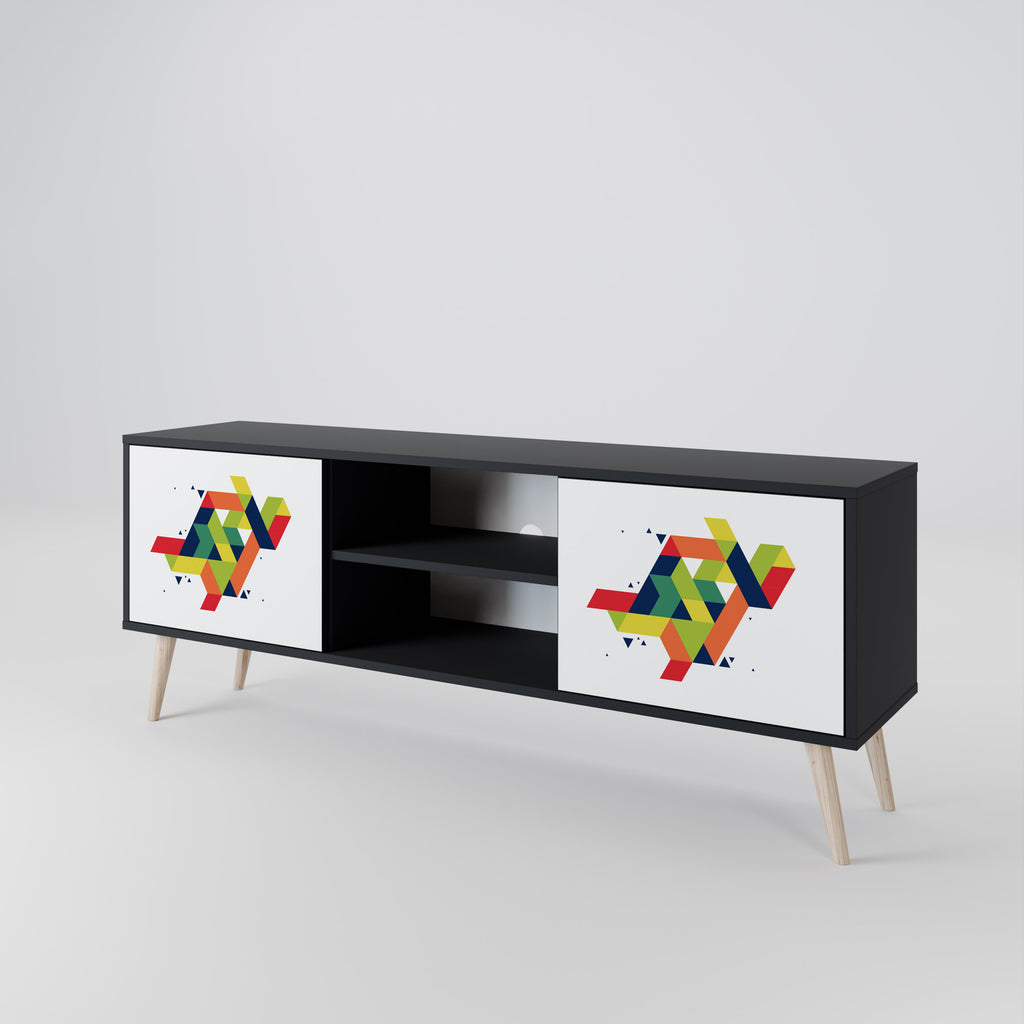 Mueble de TV de dos puertas FUTURE SIGN con acabado negro
