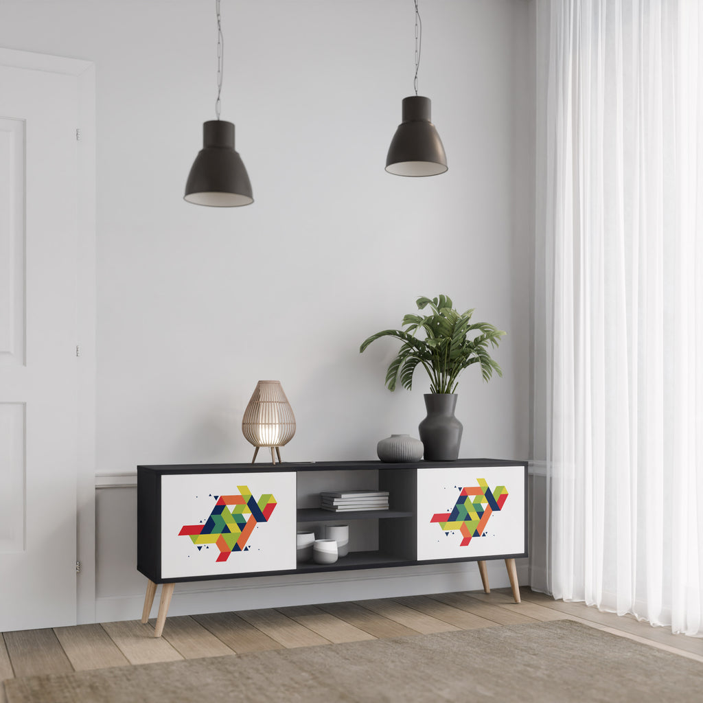 Mueble de TV de dos puertas FUTURE SIGN con acabado negro