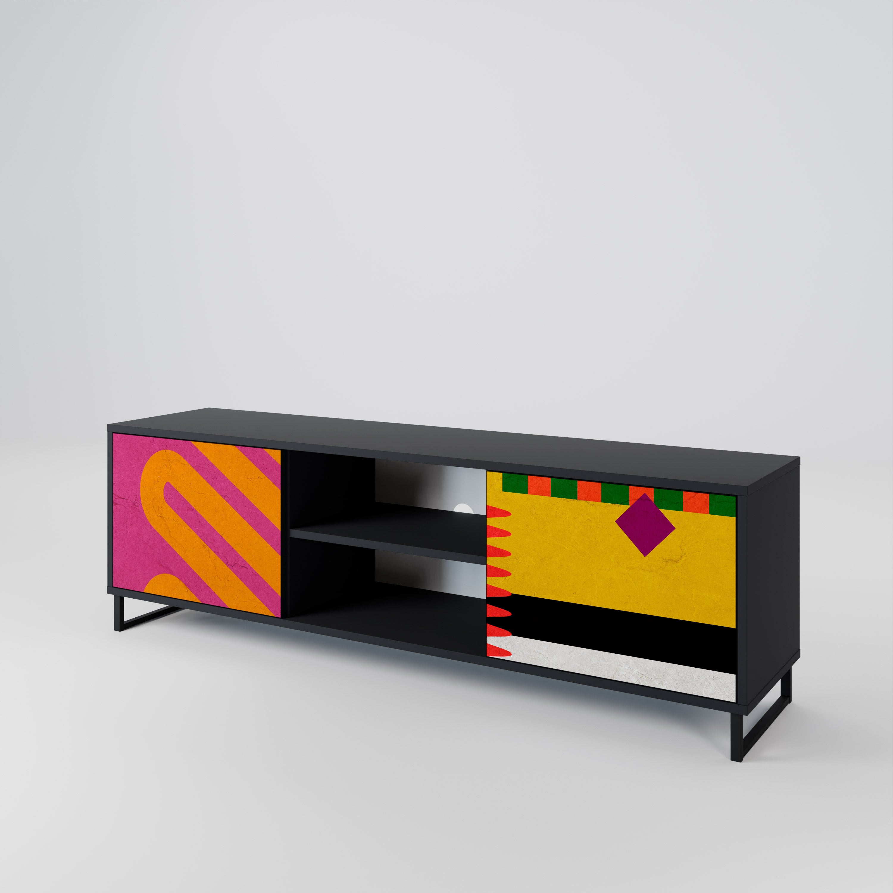 Mueble de TV VIVID ART de 2 puertas con acabado negro
