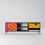 VIVID ART Mueble de TV de 2 Puertas en Acabado Negro